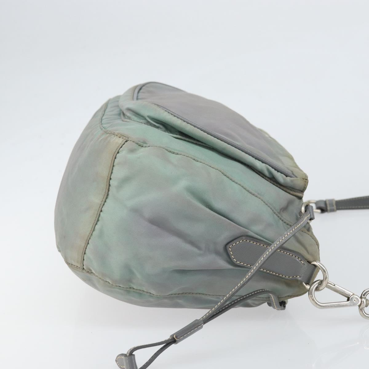 PRADA Shoulder Bag Nylon Gray Silver Auth 170376