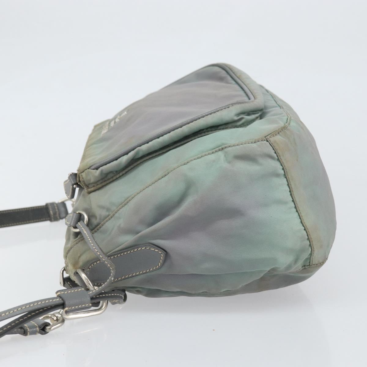 PRADA Shoulder Bag Nylon Gray Silver Auth 170376