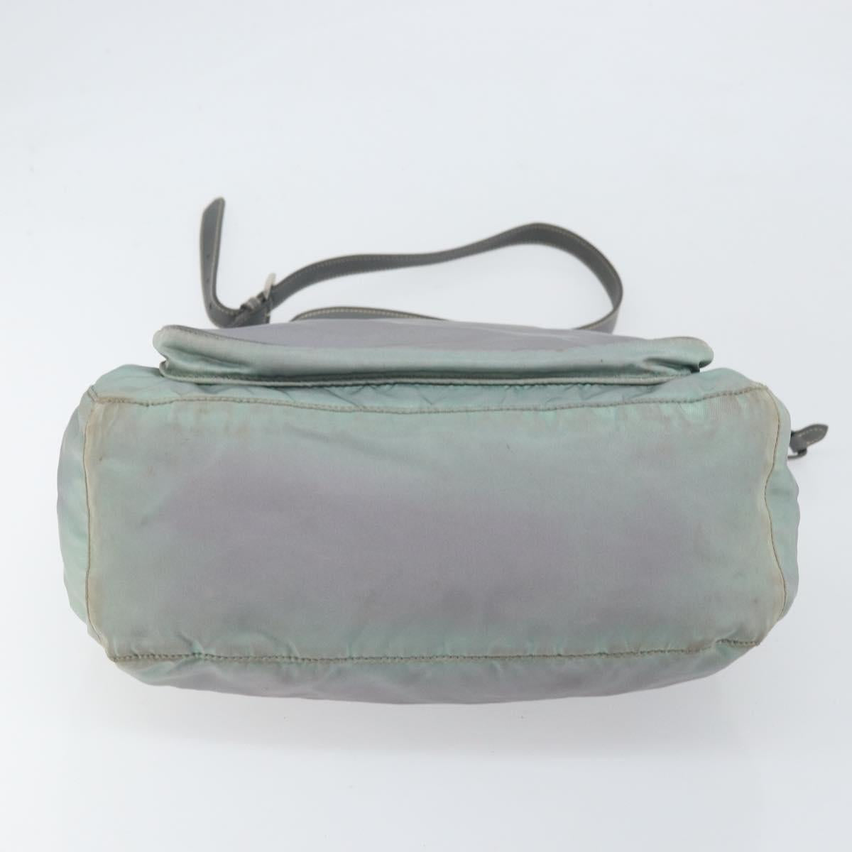 PRADA Shoulder Bag Nylon Gray Silver Auth 170376
