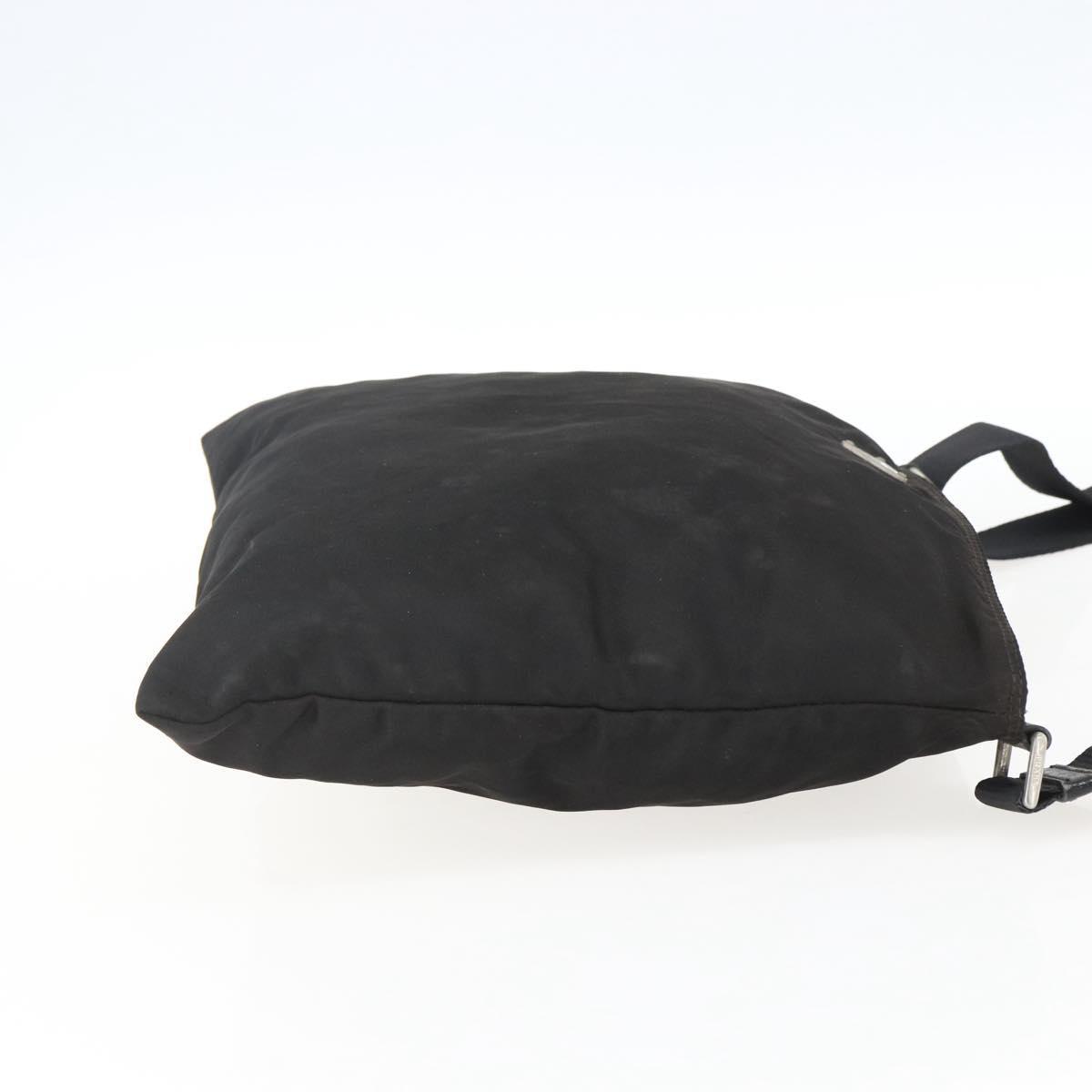 PRADA Shoulder Bag Nylon Black Silver Auth 170378