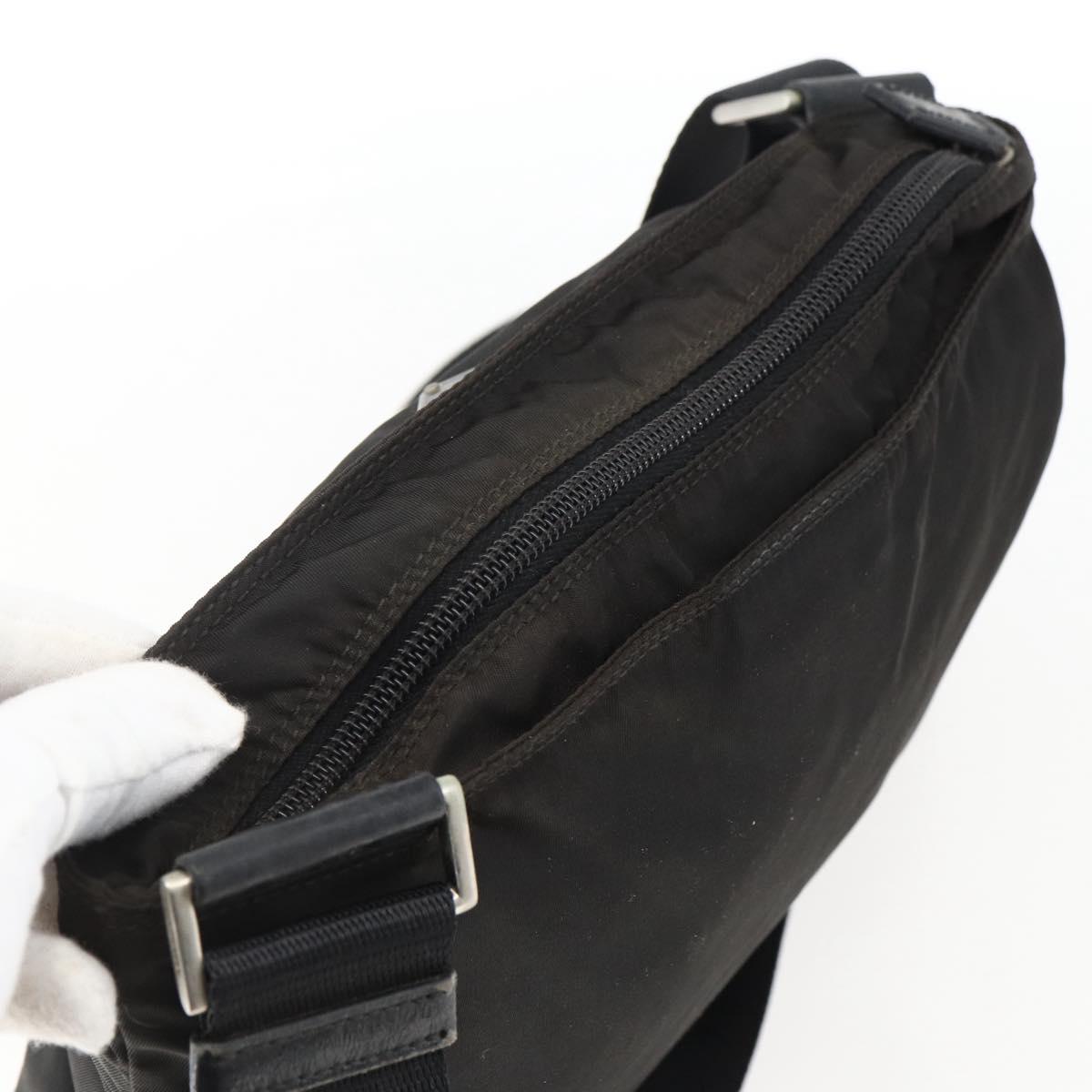 PRADA Shoulder Bag Nylon Black Silver Auth 170378