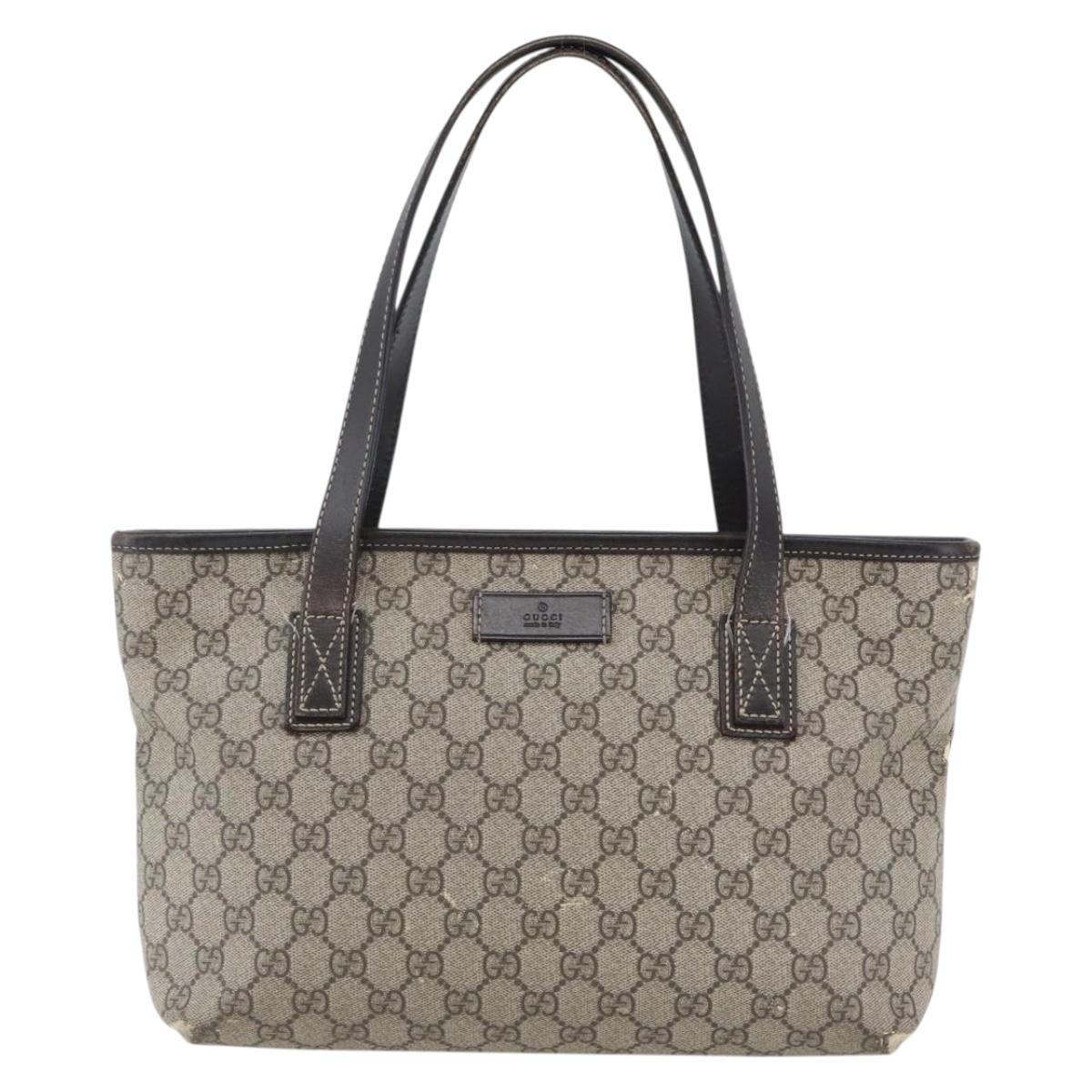 GUCCI GG Supreme Tote Bag PVC Beige 211138 Auth 170382