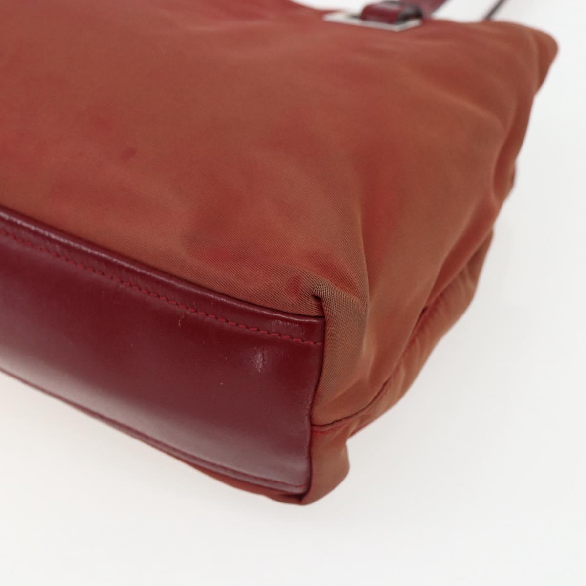PRADA Hand Bag Nylon Red Silver Auth 170383