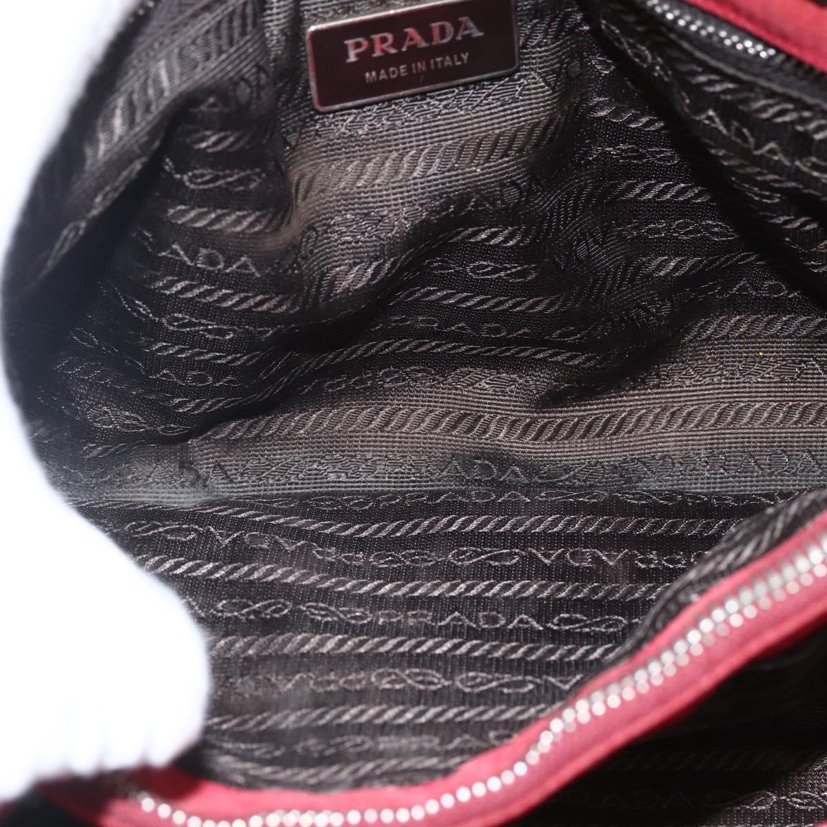 PRADA Hand Bag Nylon Red Silver Auth 170383
