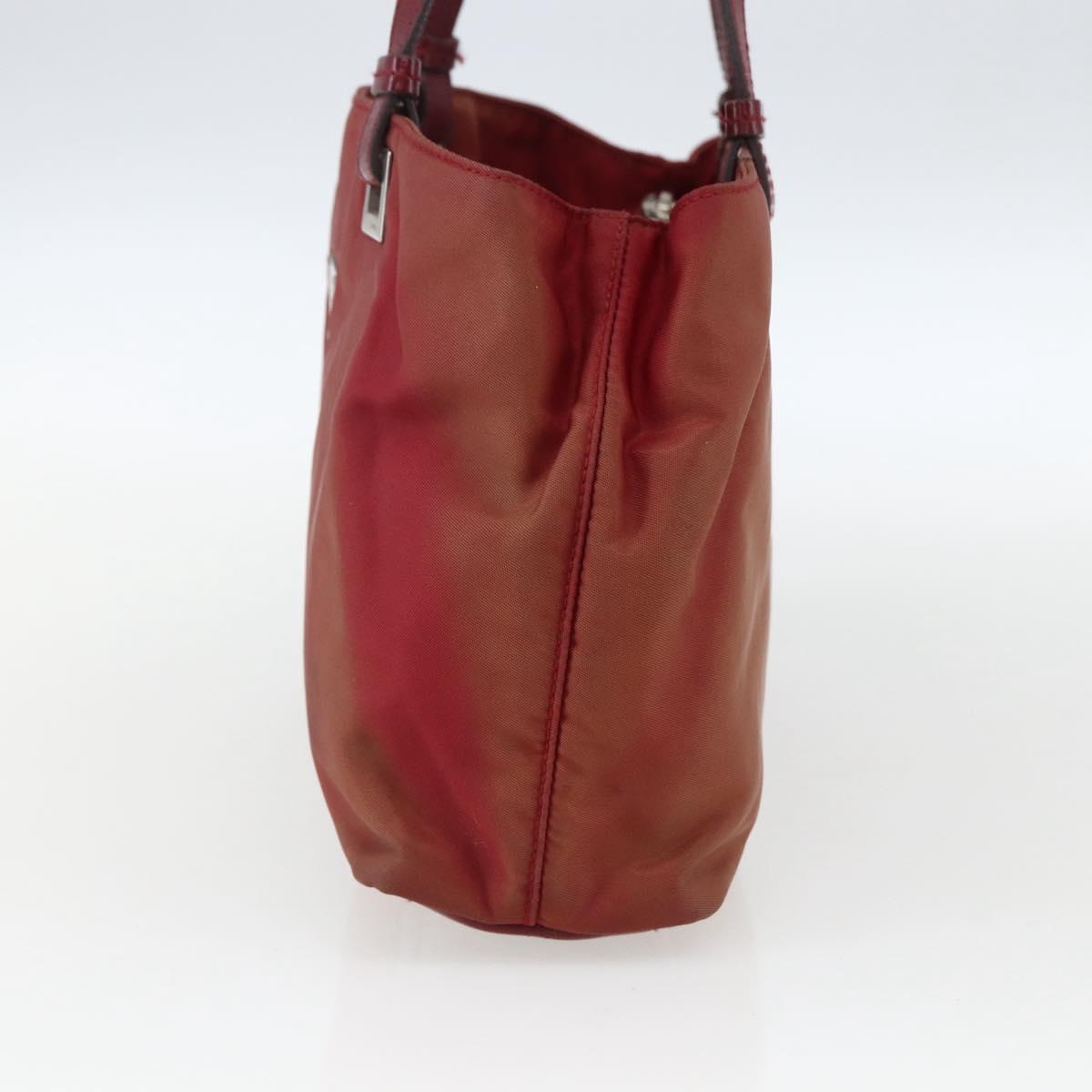 PRADA Hand Bag Nylon Red Silver Auth 170383