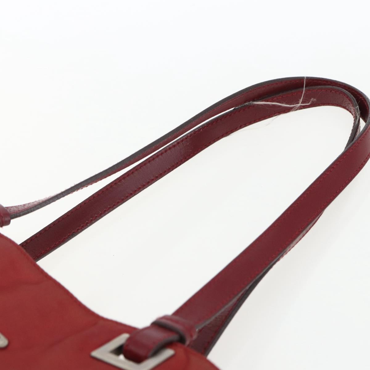 PRADA Hand Bag Nylon Red Silver Auth 170383