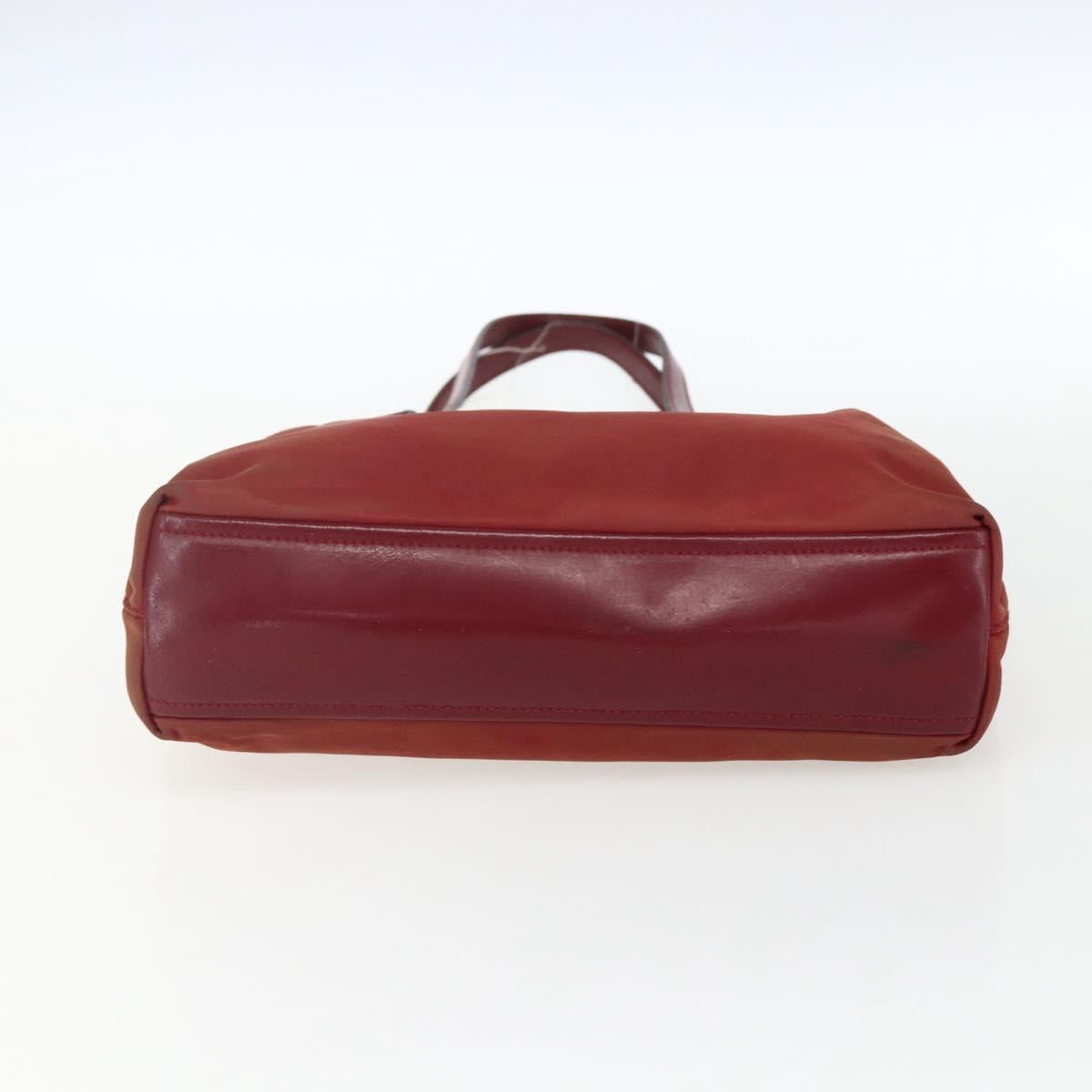 PRADA Hand Bag Nylon Red Silver Auth 170383