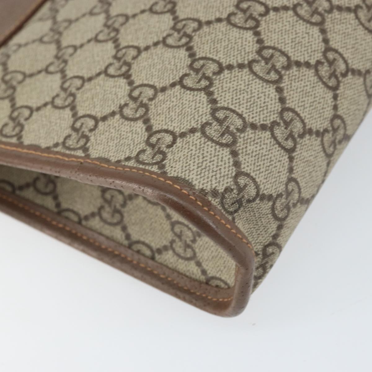 GUCCI GG Supreme Clutch Bag PVC Beige Gold 014 122 6063 4023 Auth 170384