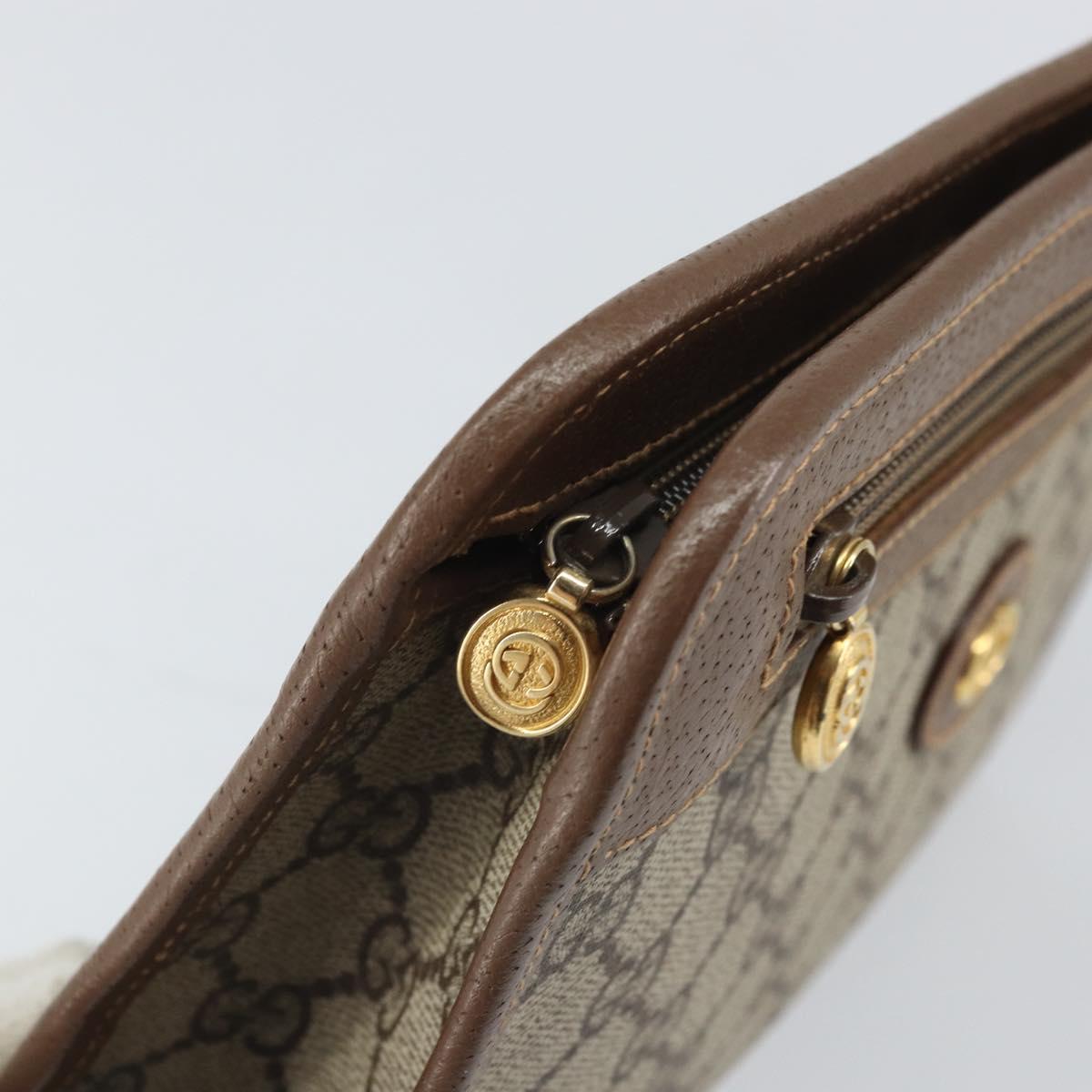 GUCCI GG Supreme Clutch Bag PVC Beige Gold 014 122 6063 4023 Auth 170384