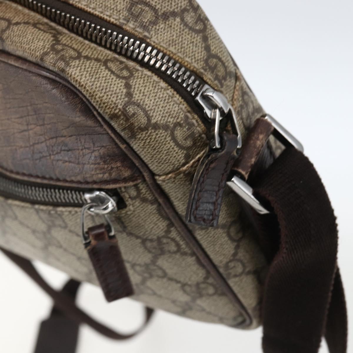 GUCCI GG Supreme Shoulder Bag PVC Beige Silver Auth 170385