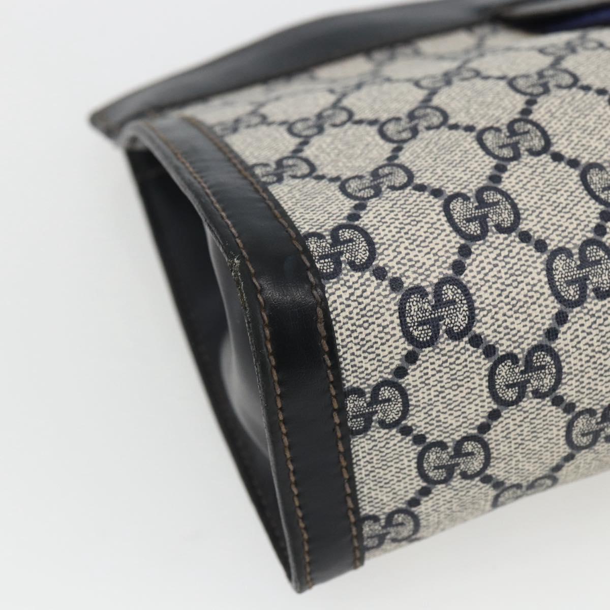 GUCCI GG Supreme Sherry Line Clutch Bag PVC Navy Red Auth 170386