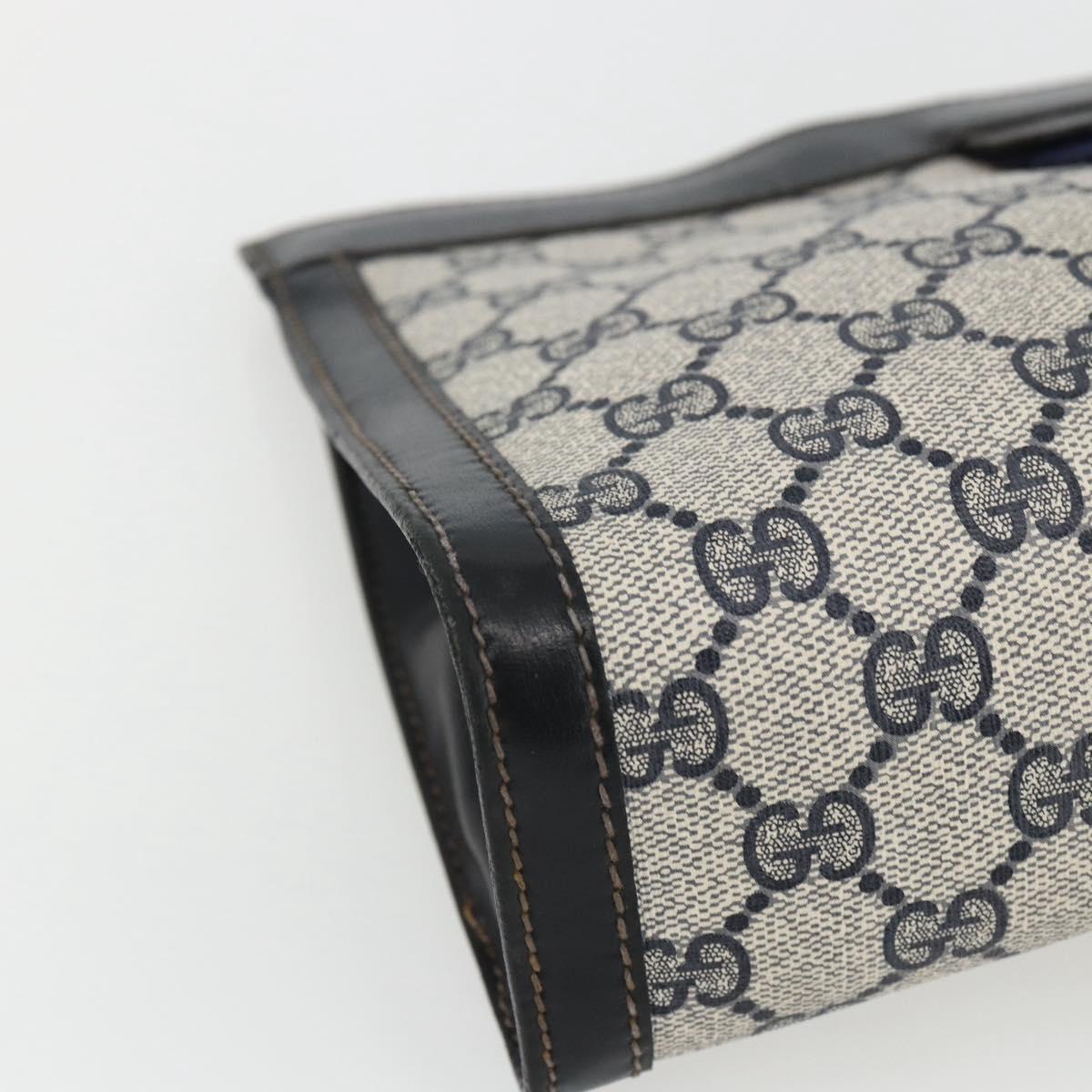 GUCCI GG Supreme Sherry Line Clutch Bag PVC Navy Red Auth 170386