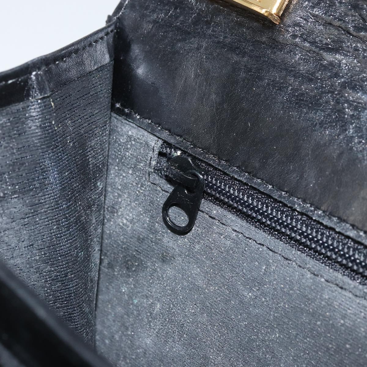 GIVENCHY Chain Shoulder Bag Leather Black Gold Auth 170389