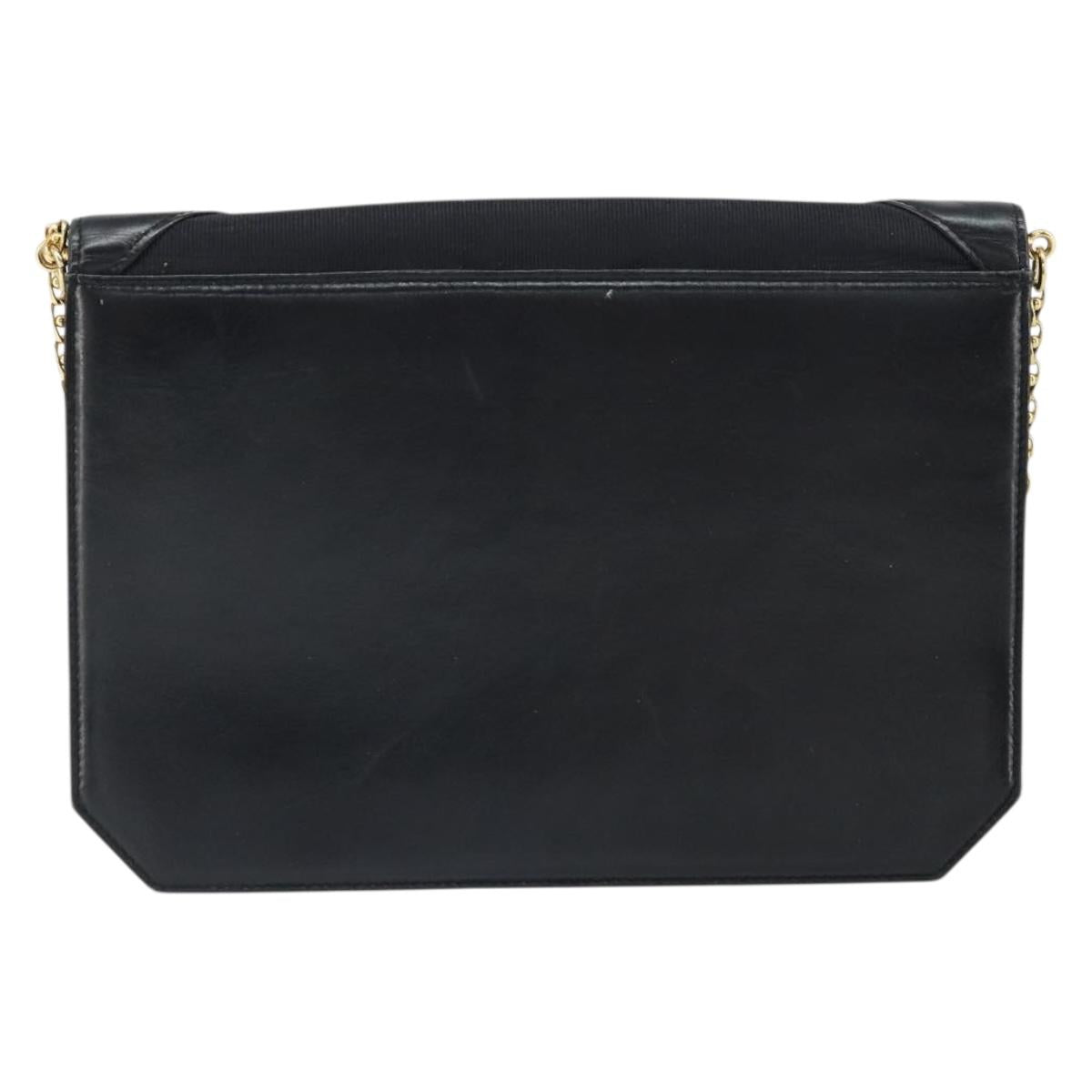 GIVENCHY Chain Shoulder Bag Leather Black Gold Auth 170389
