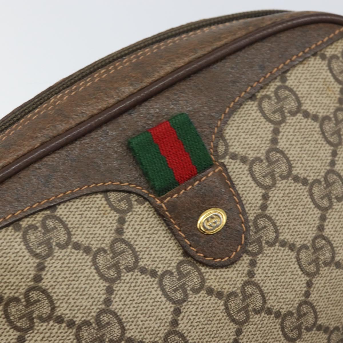 GUCCI GG Supreme Web Sherry Line Shoulder Bag PVC Beige 89 02 066 Auth 170390