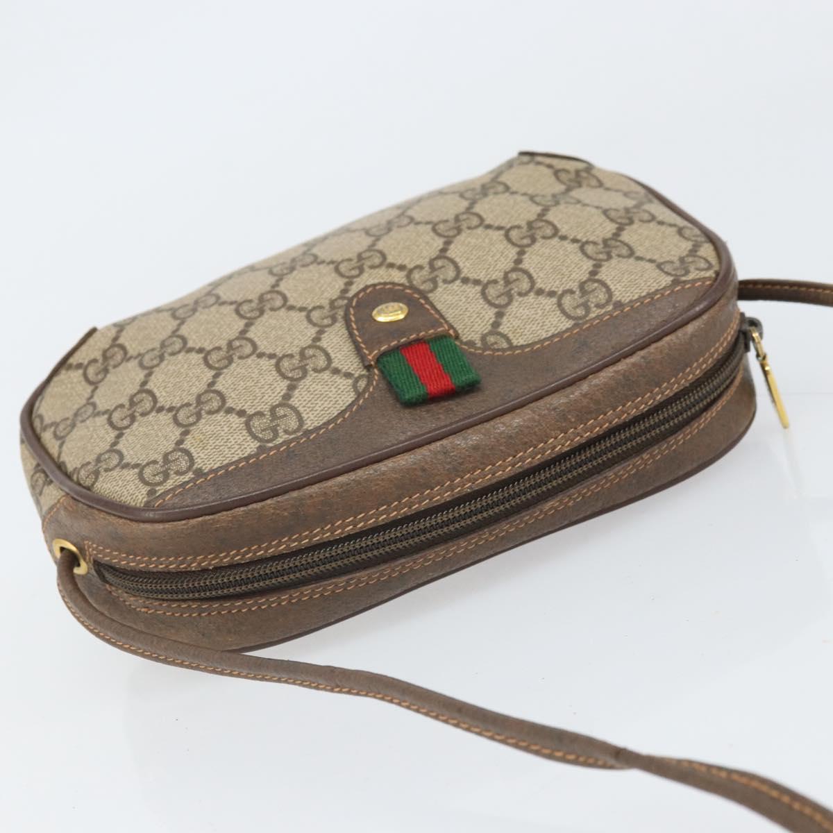 GUCCI GG Supreme Web Sherry Line Shoulder Bag PVC Beige 89 02 066 Auth 170390