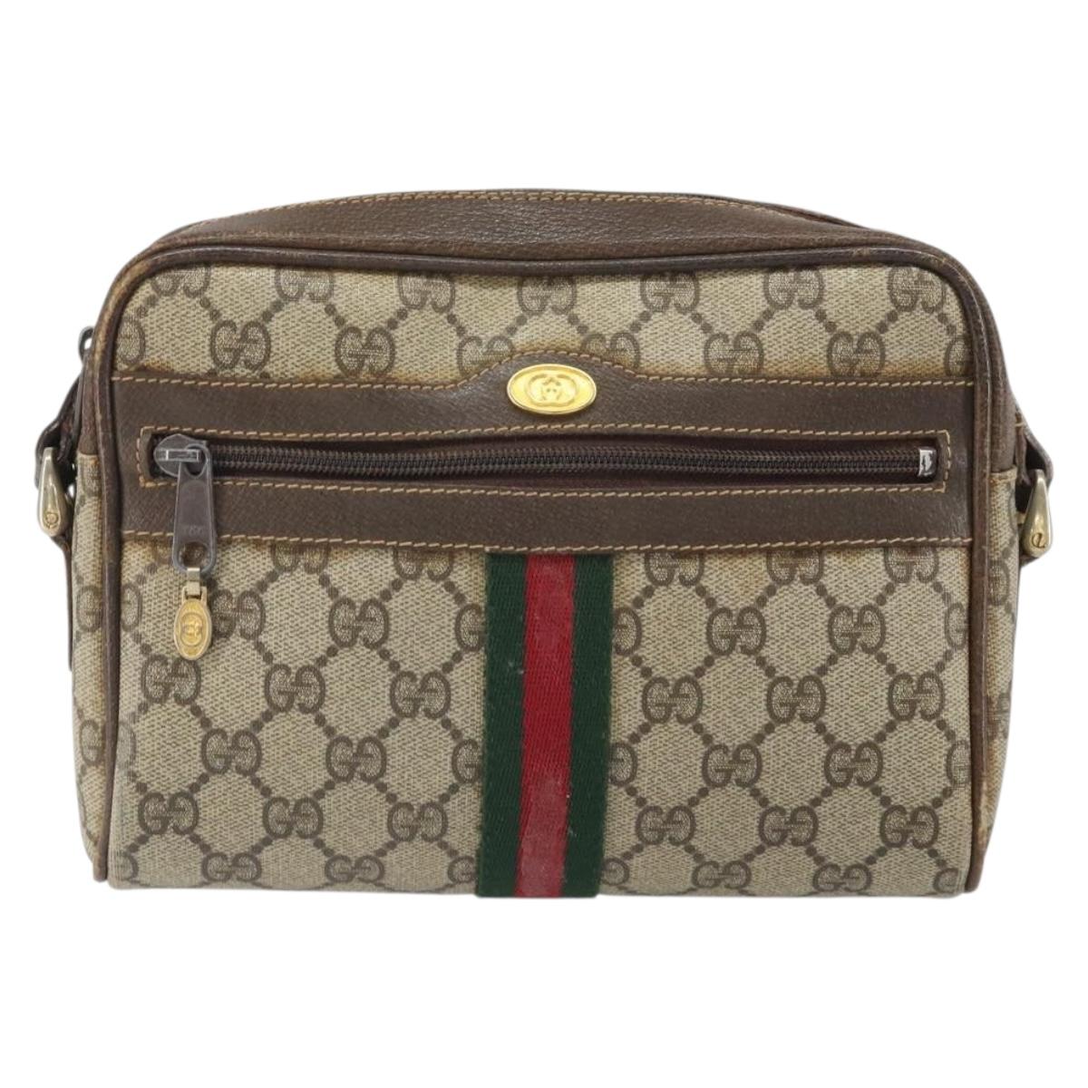 GUCCI GG Supreme Web Sherry Line Shoulder Bag PVC Beige 010 378 Auth 170391