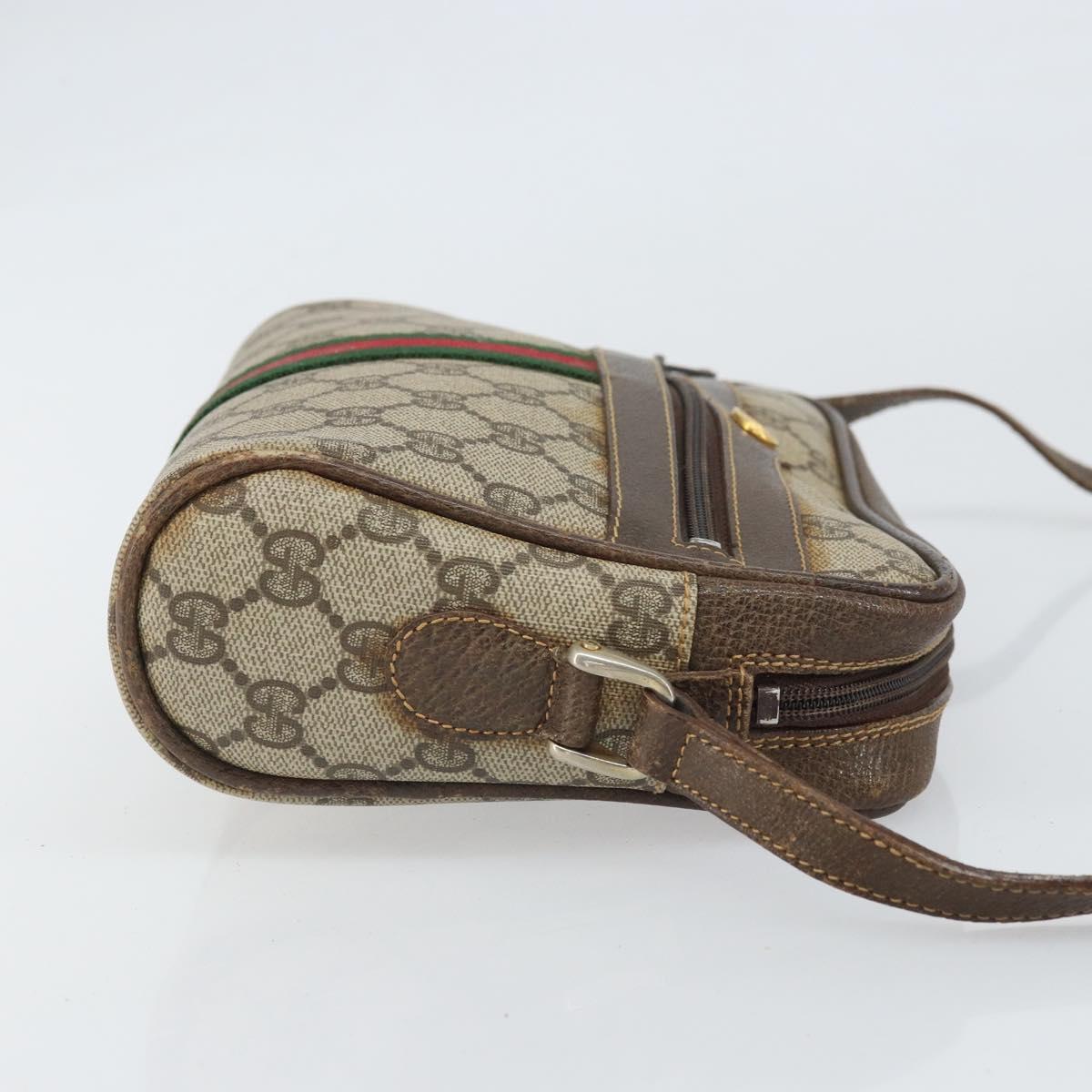 GUCCI GG Supreme Web Sherry Line Shoulder Bag PVC Beige 010 378 Auth 170391
