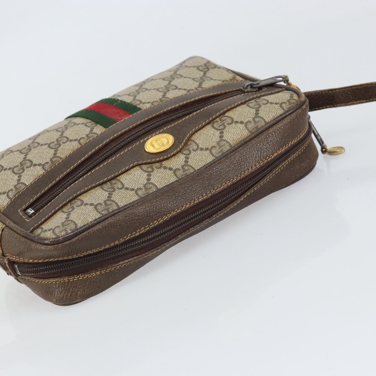 GUCCI GG Supreme Web Sherry Line Shoulder Bag PVC Beige 010 378 Auth 170391
