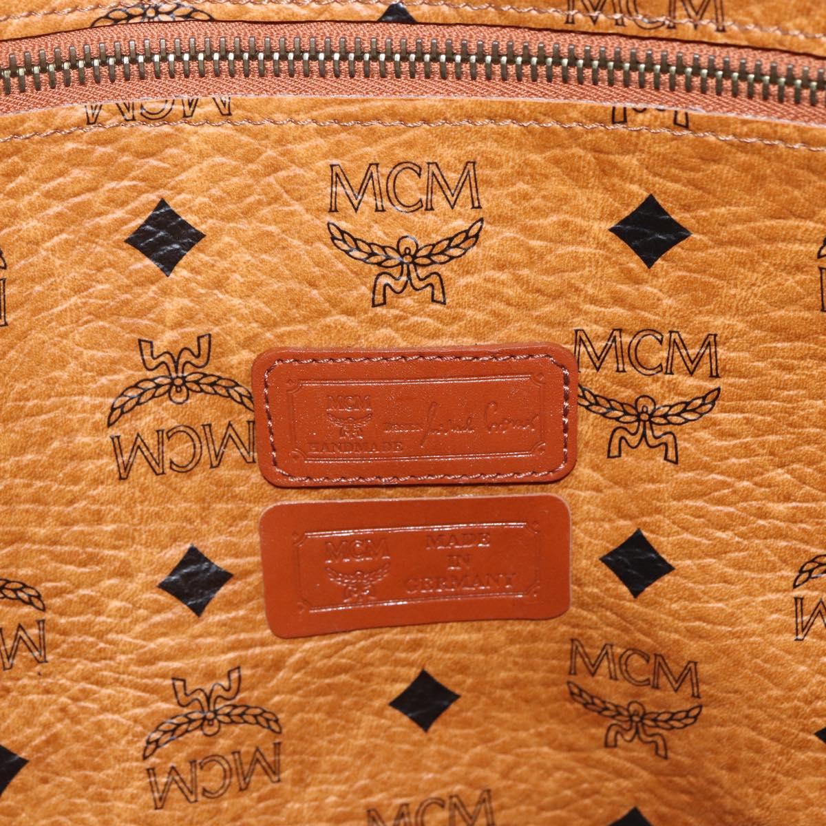 MCM Logogram Vicetos Tote Bag PVC Brown Gold Auth 170393