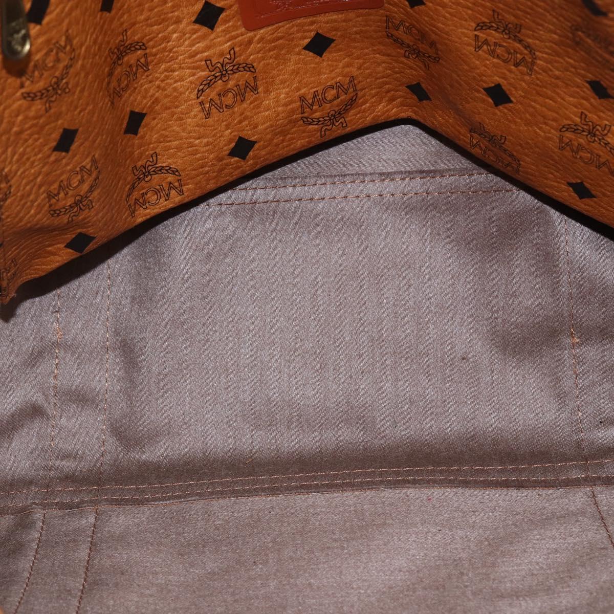 MCM Logogram Vicetos Tote Bag PVC Brown Gold Auth 170393