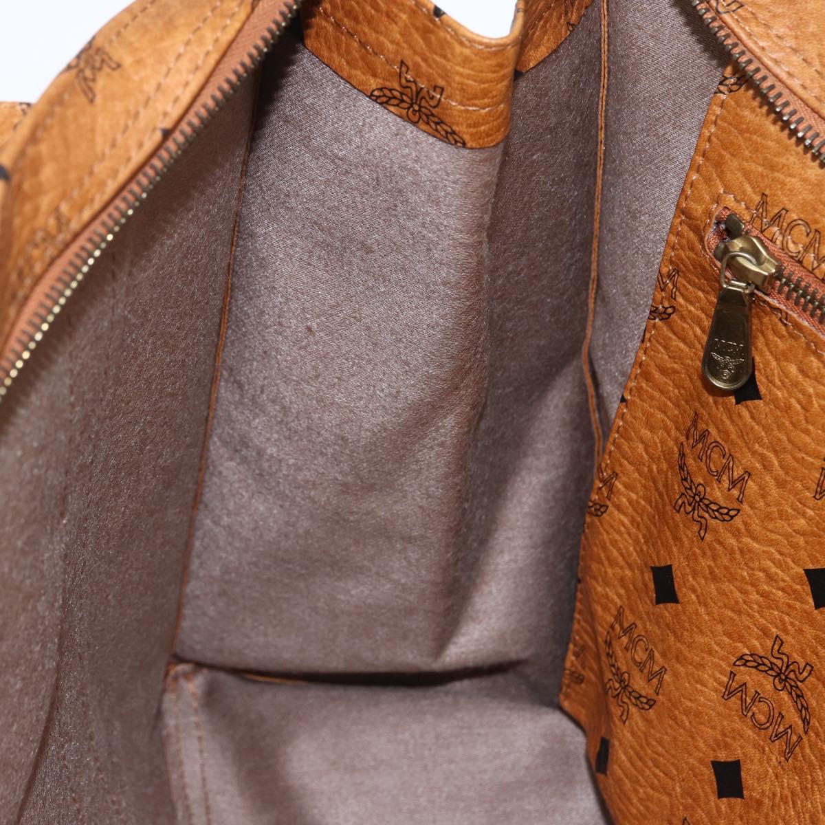 MCM Logogram Vicetos Tote Bag PVC Brown Gold Auth 170393