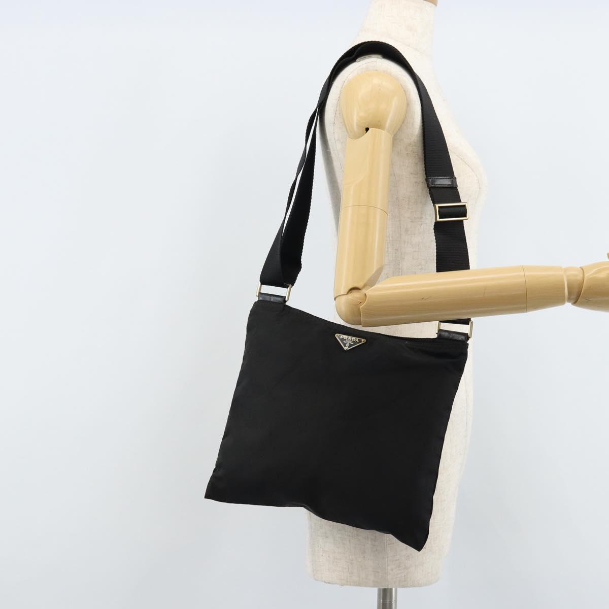 PRADA Shoulder Bag Nylon Black Auth 170396