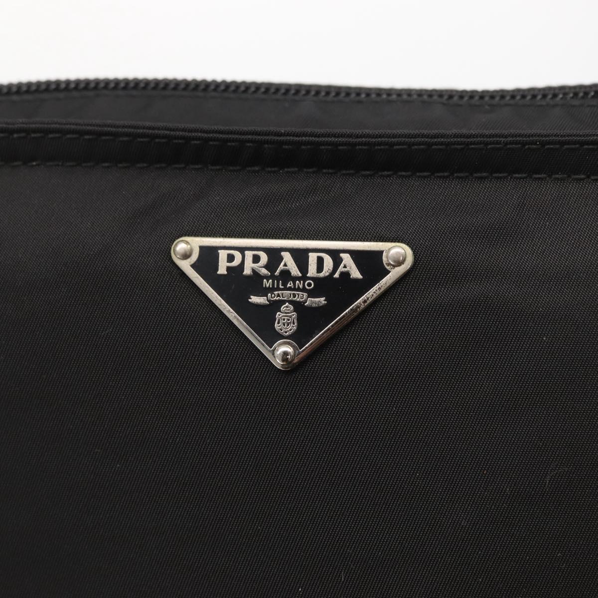 PRADA Shoulder Bag Nylon Black Silver Auth 170400