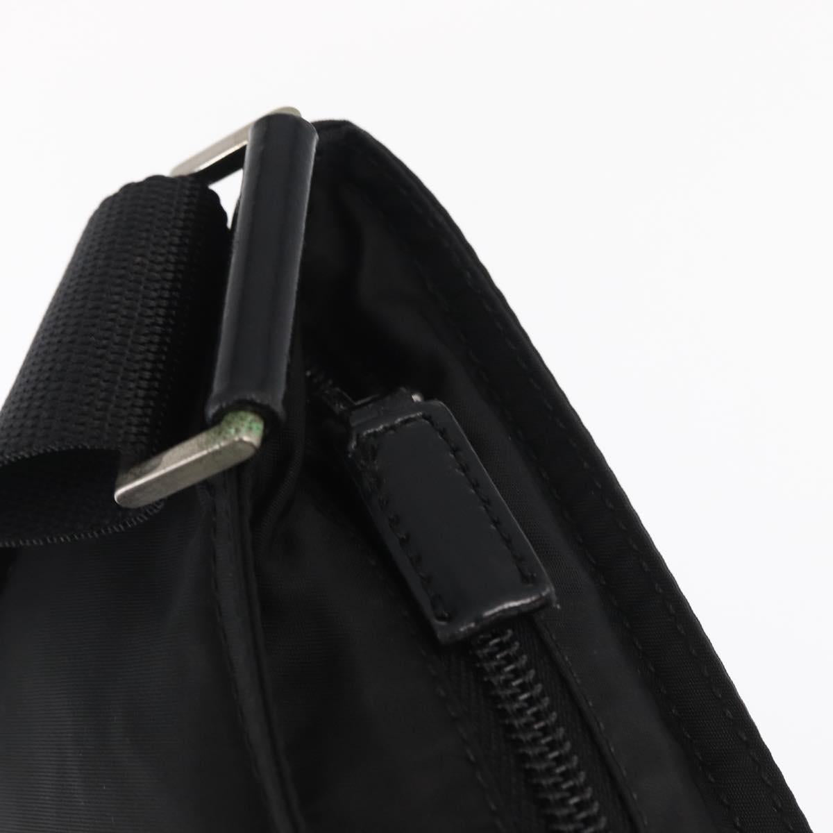PRADA Shoulder Bag Nylon Black Silver Auth 170400