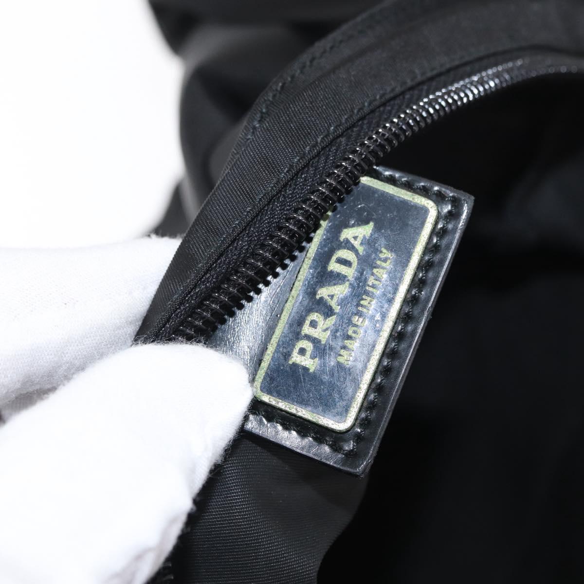 PRADA Shoulder Bag Nylon Black Silver Auth 170400