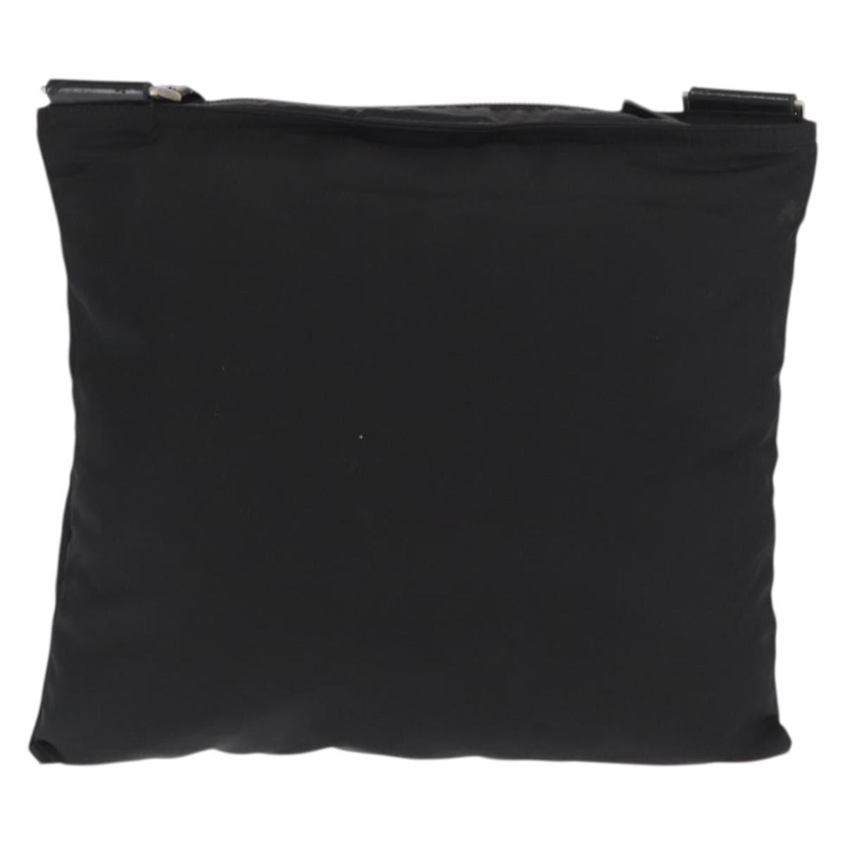 PRADA Shoulder Bag Nylon Black Silver Auth 170400