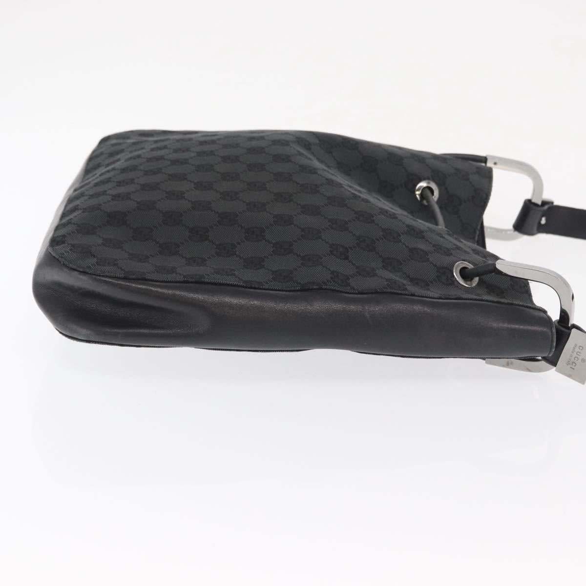 GUCCI GG Canvas Shoulder Bag Black Silver 001 3746 Auth 170401