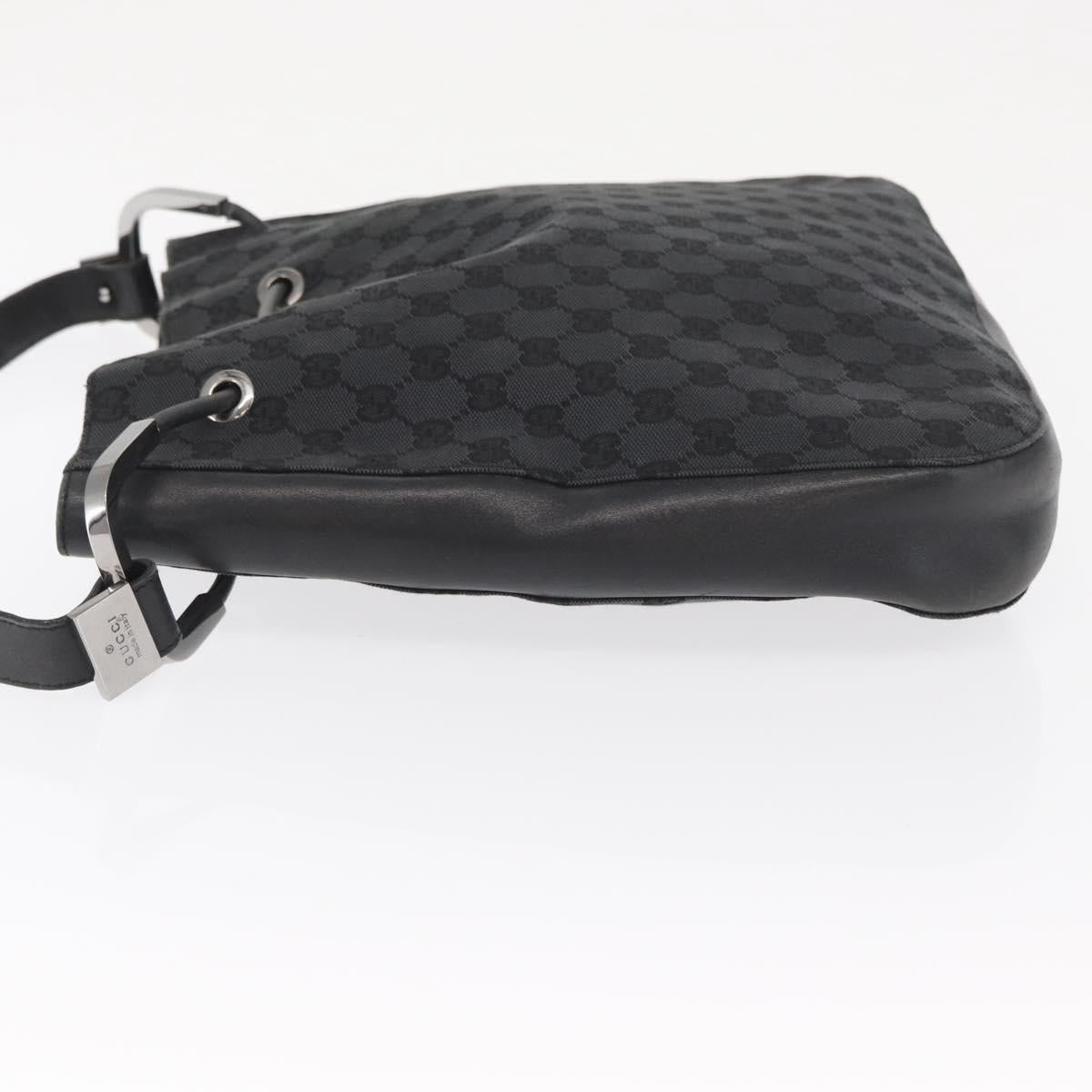 GUCCI GG Canvas Shoulder Bag Black Silver 001 3746 Auth 170401