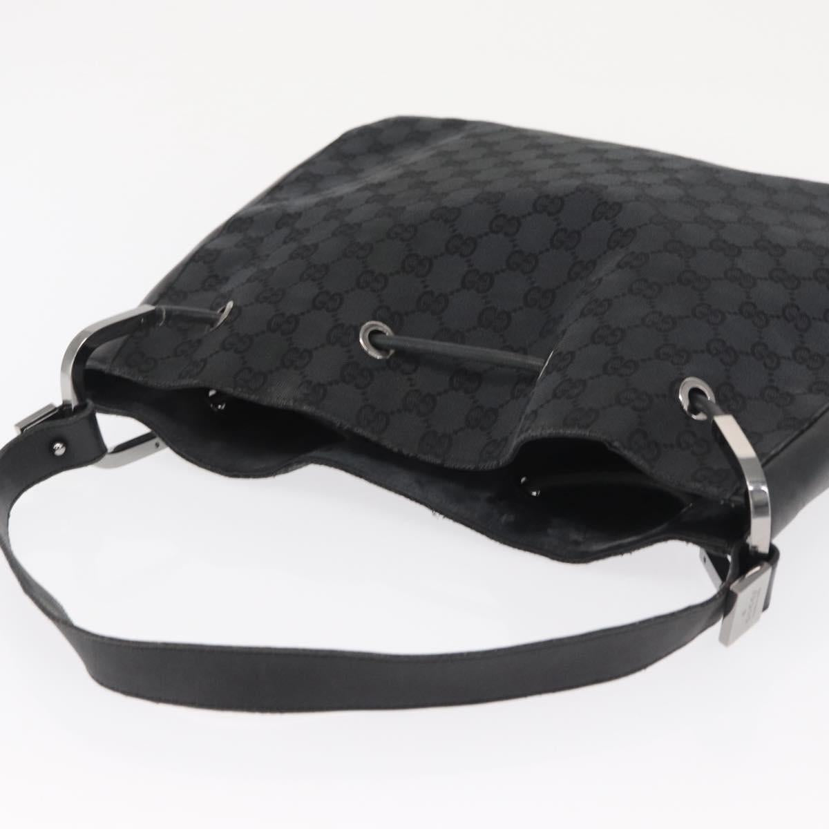 GUCCI GG Canvas Shoulder Bag Black Silver 001 3746 Auth 170401