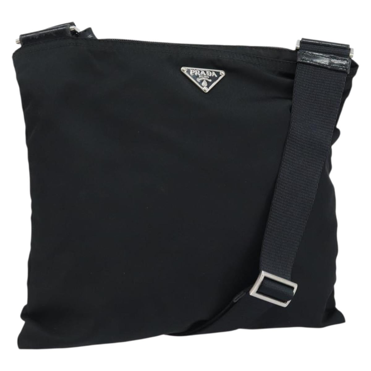 PRADA Shoulder Bag Nylon Black Silver Auth 170402A