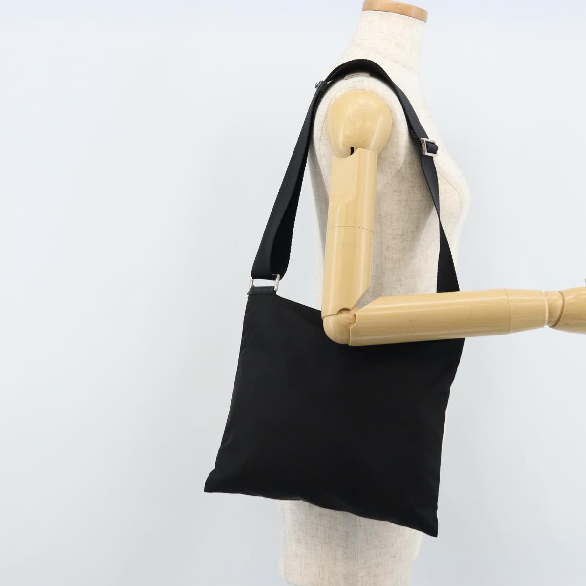 PRADA Shoulder Bag Nylon Black Silver Auth 170402A