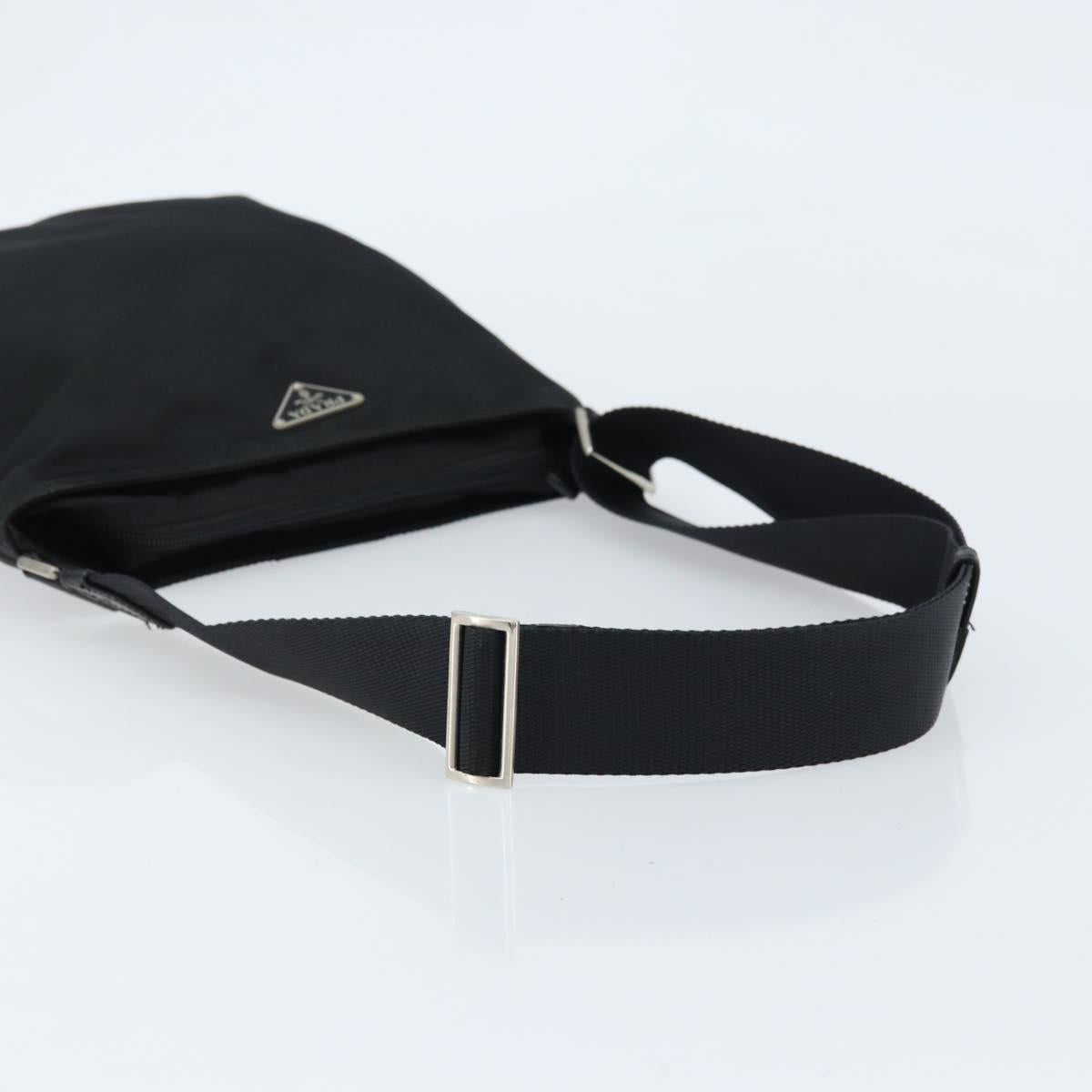 PRADA Shoulder Bag Nylon Black Silver Auth 170402A