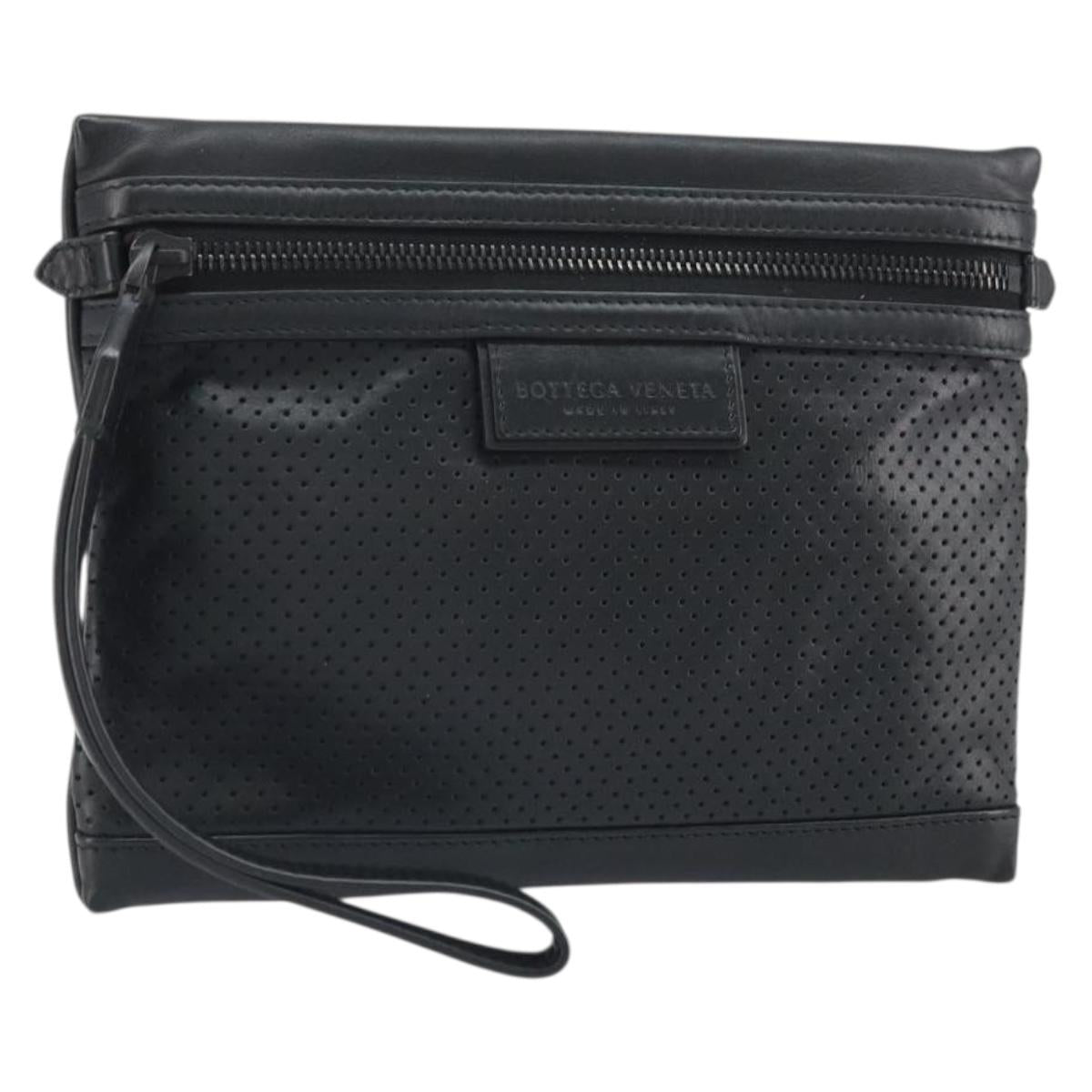 BOTTEGA VENETA Hand Bag Leather Black Auth 170403
