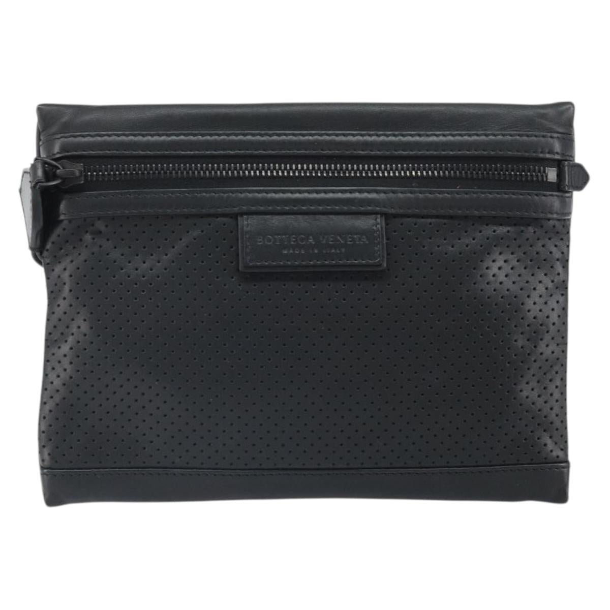 BOTTEGA VENETA Hand Bag Leather Black Auth 170403
