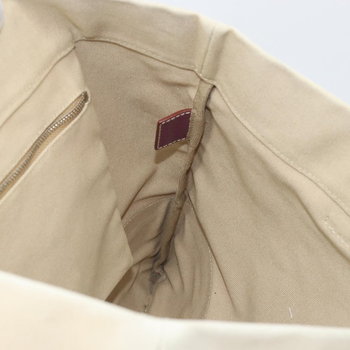 PRADA Tote Bag Canvas Beige Silver Auth 170406