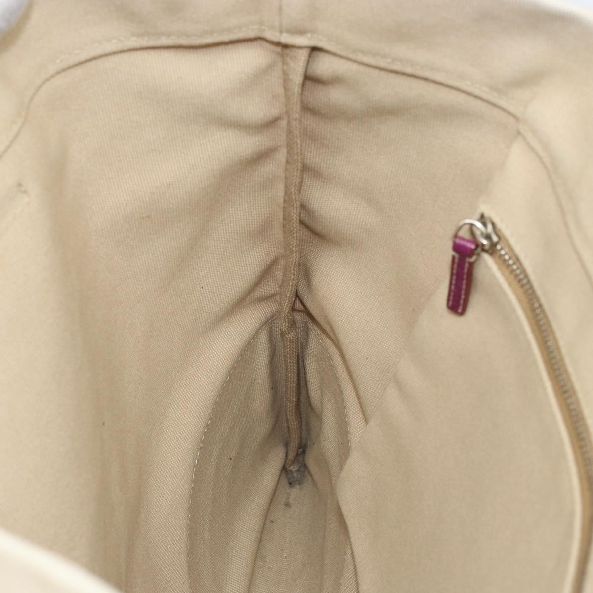 PRADA Tote Bag Canvas Beige Silver Auth 170406