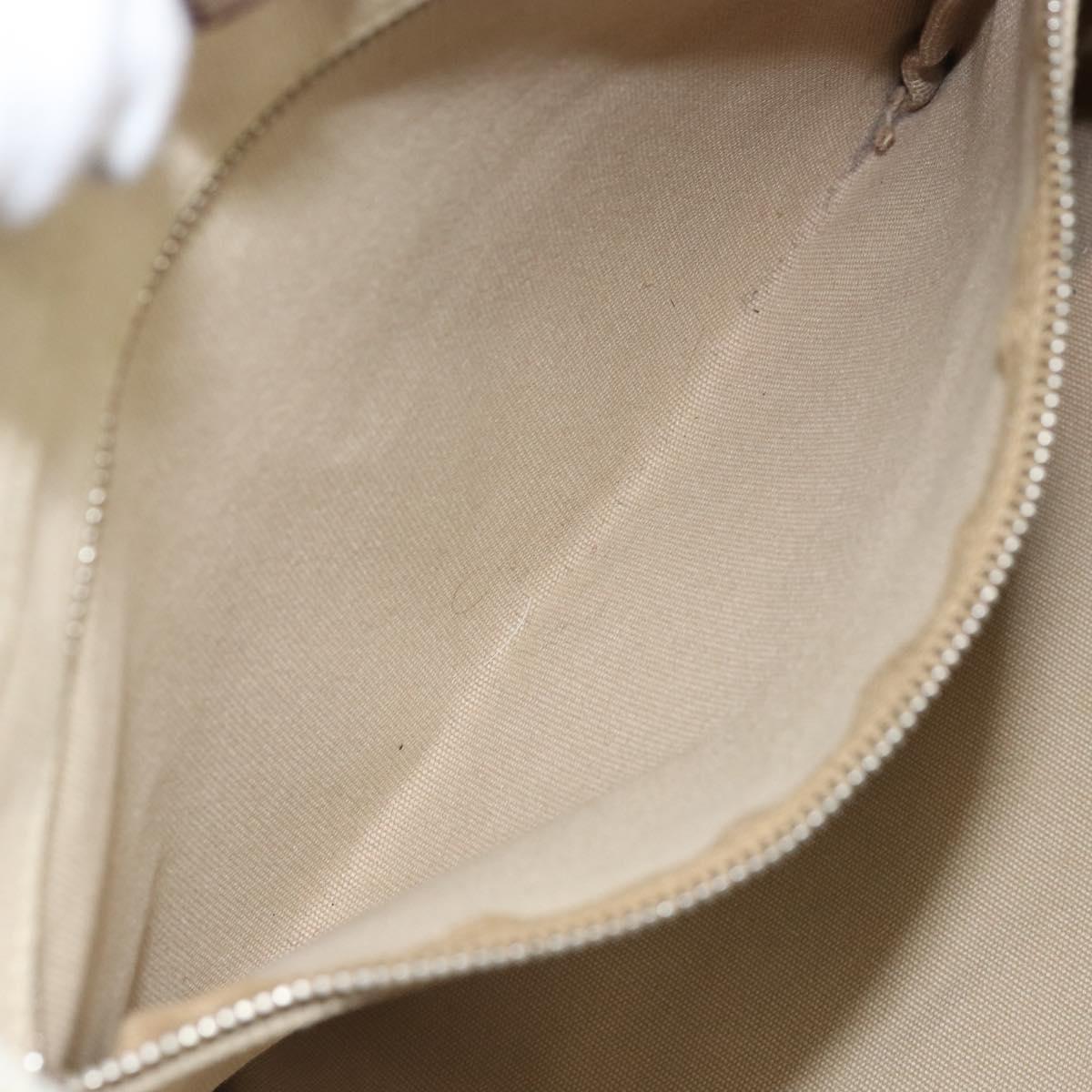 PRADA Tote Bag Canvas Beige Silver Auth 170406