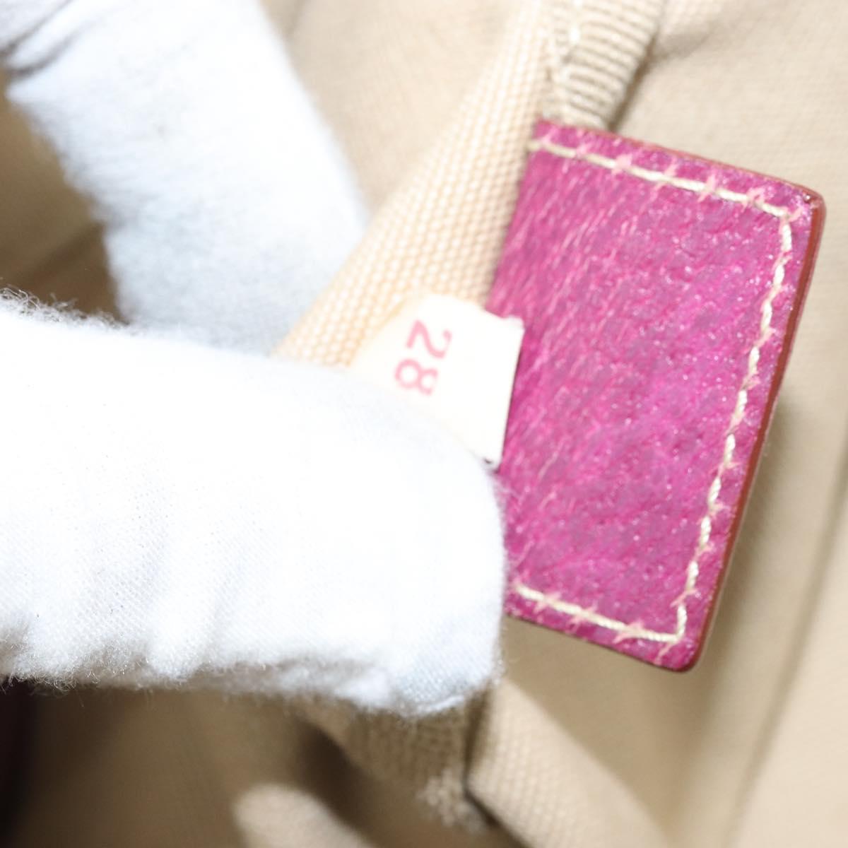 PRADA Tote Bag Canvas Beige Silver Auth 170406