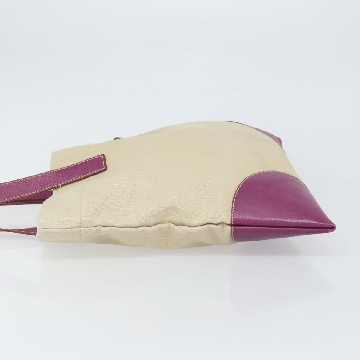 PRADA Tote Bag Canvas Beige Silver Auth 170406