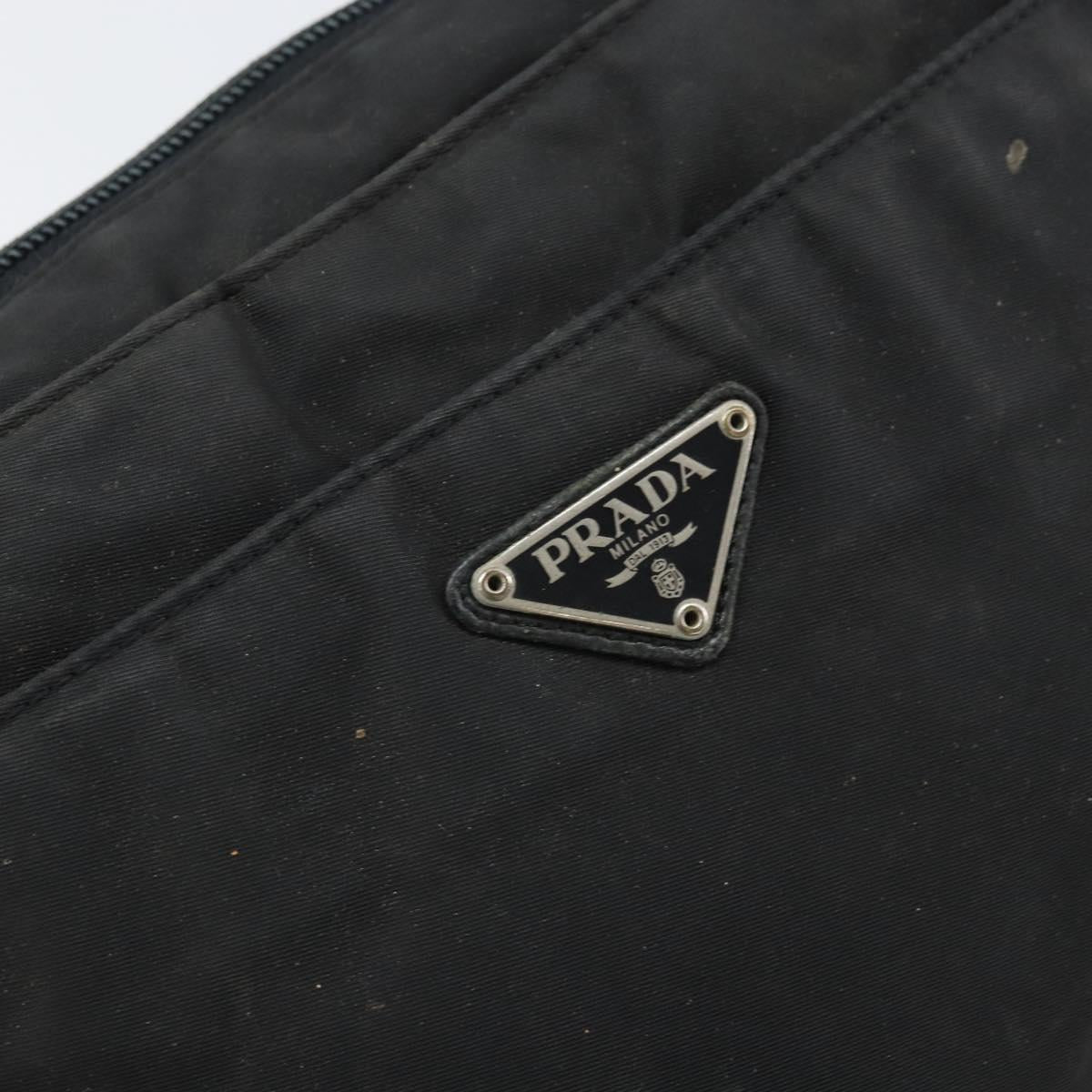 PRADA Shoulder Bag Nylon Black Silver Auth 170408