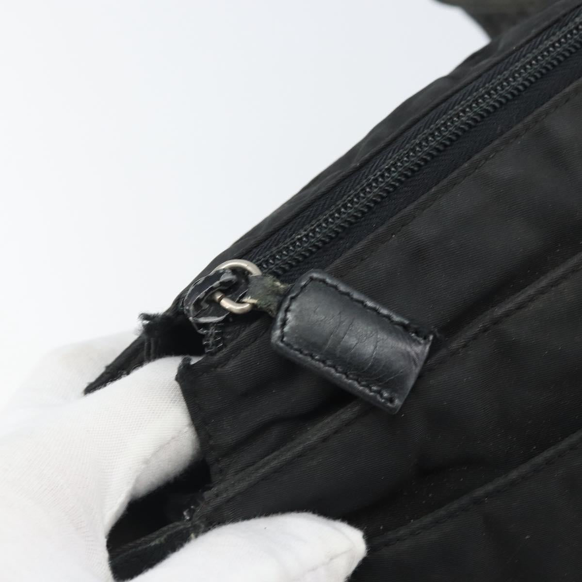PRADA Shoulder Bag Nylon Black Silver Auth 170408