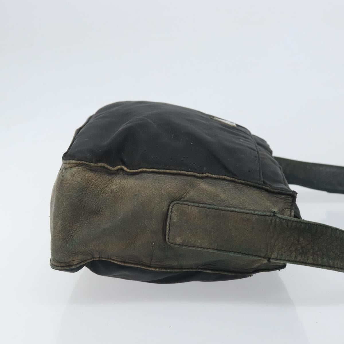 PRADA Shoulder Bag Nylon Black Silver Auth 170408