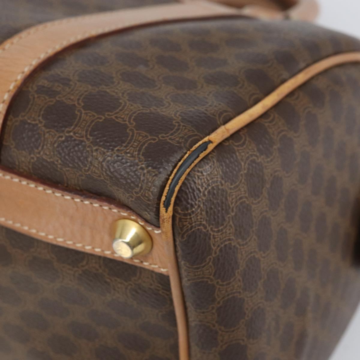 CELINE Macadam Canvas Hand Bag PVC Leather Brown Gold Auth 170409