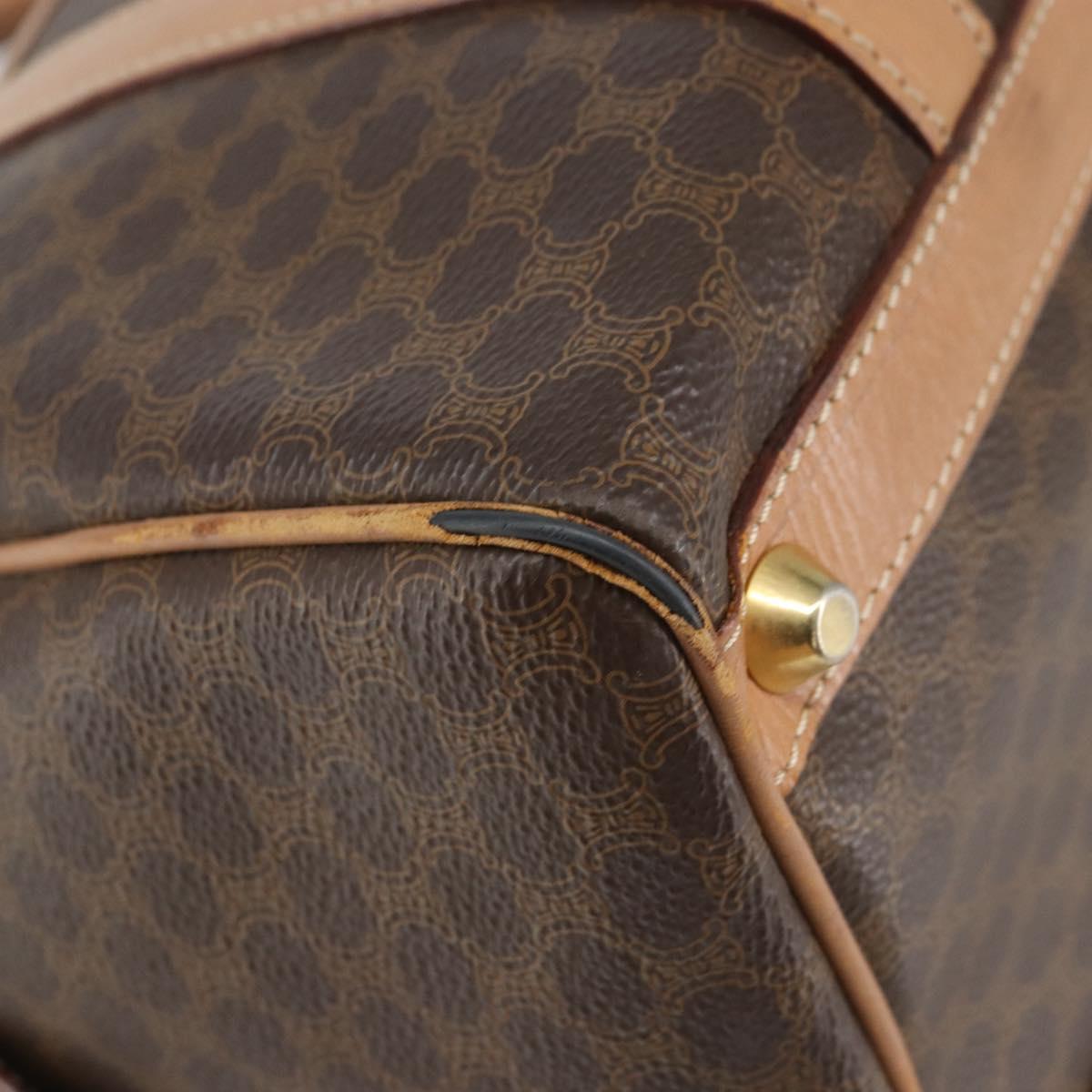 CELINE Macadam Canvas Hand Bag PVC Leather Brown Gold Auth 170409