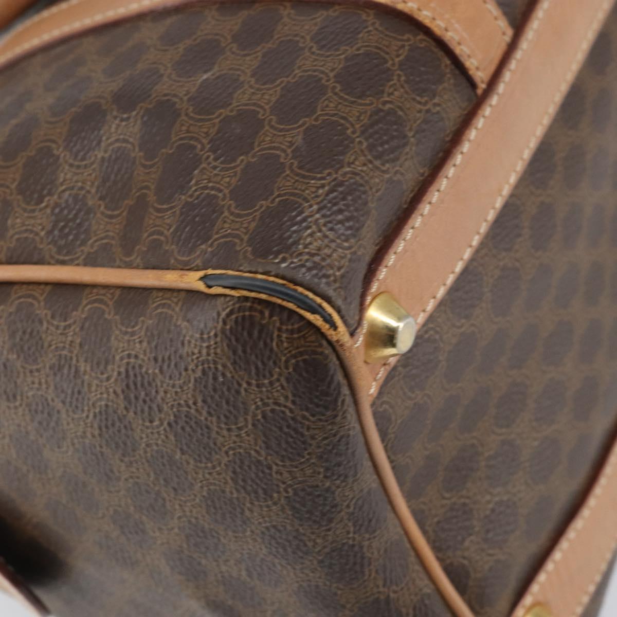 CELINE Macadam Canvas Hand Bag PVC Leather Brown Gold Auth 170409